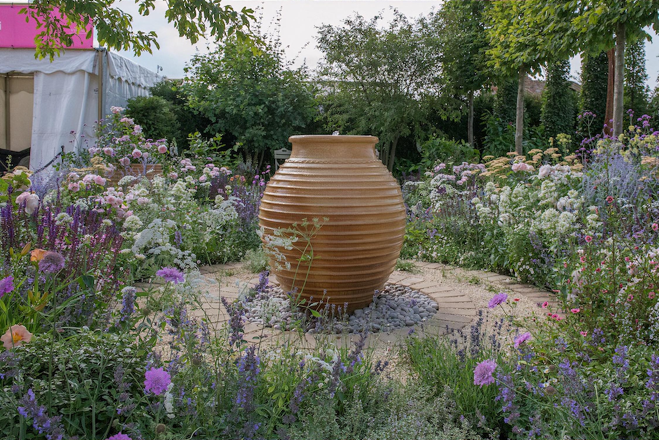 Best of Both Worlds Garden RHS Hampton Court Flower Show 2018 by garden designer Rosemary Coldstream