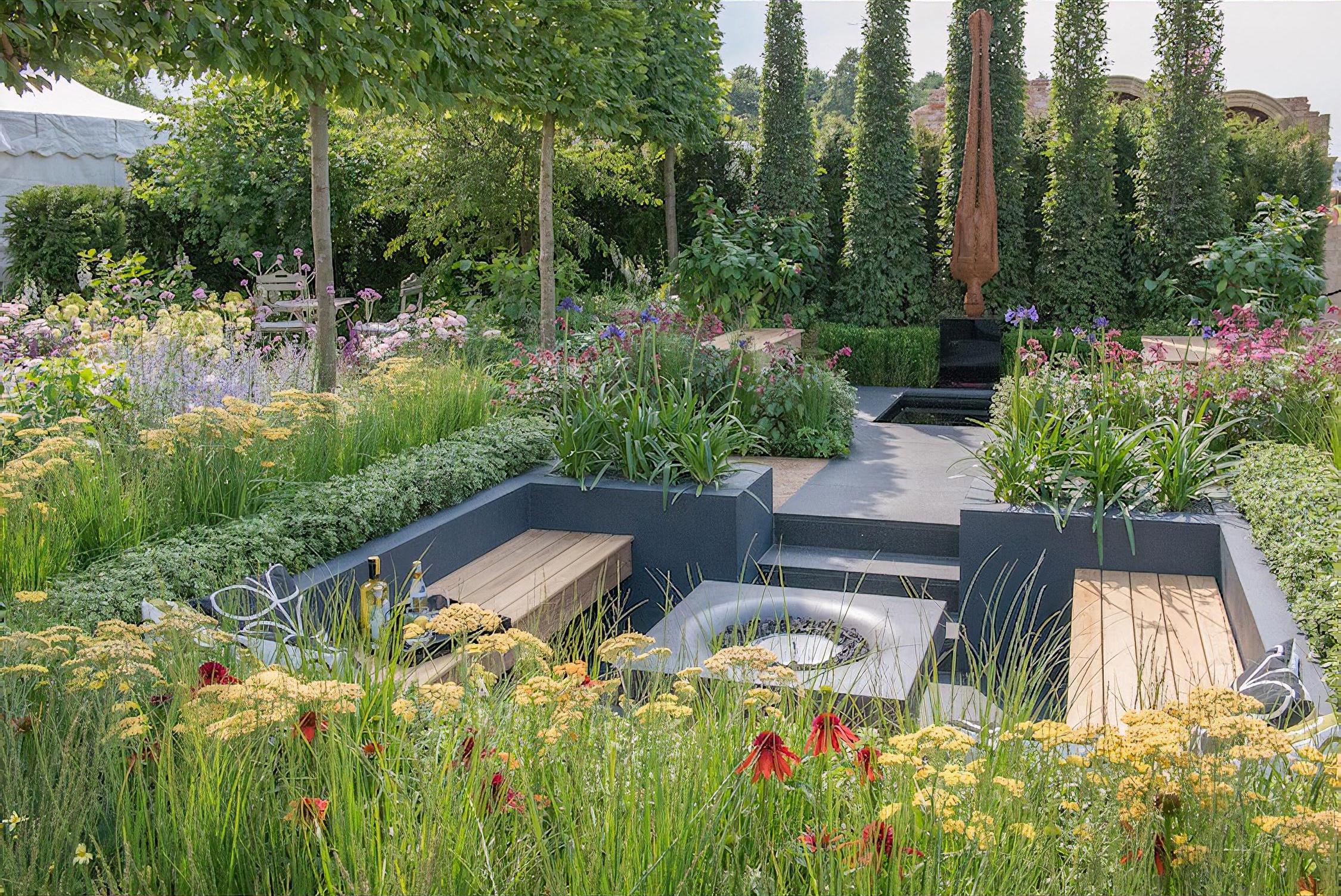 Best of Both Worlds Garden RHS Hampton Court Flower Show 2018 by garden designer Rosemary Coldstream