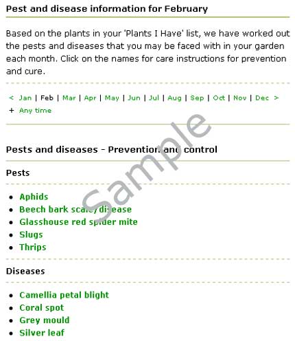 Sample pests and diseases